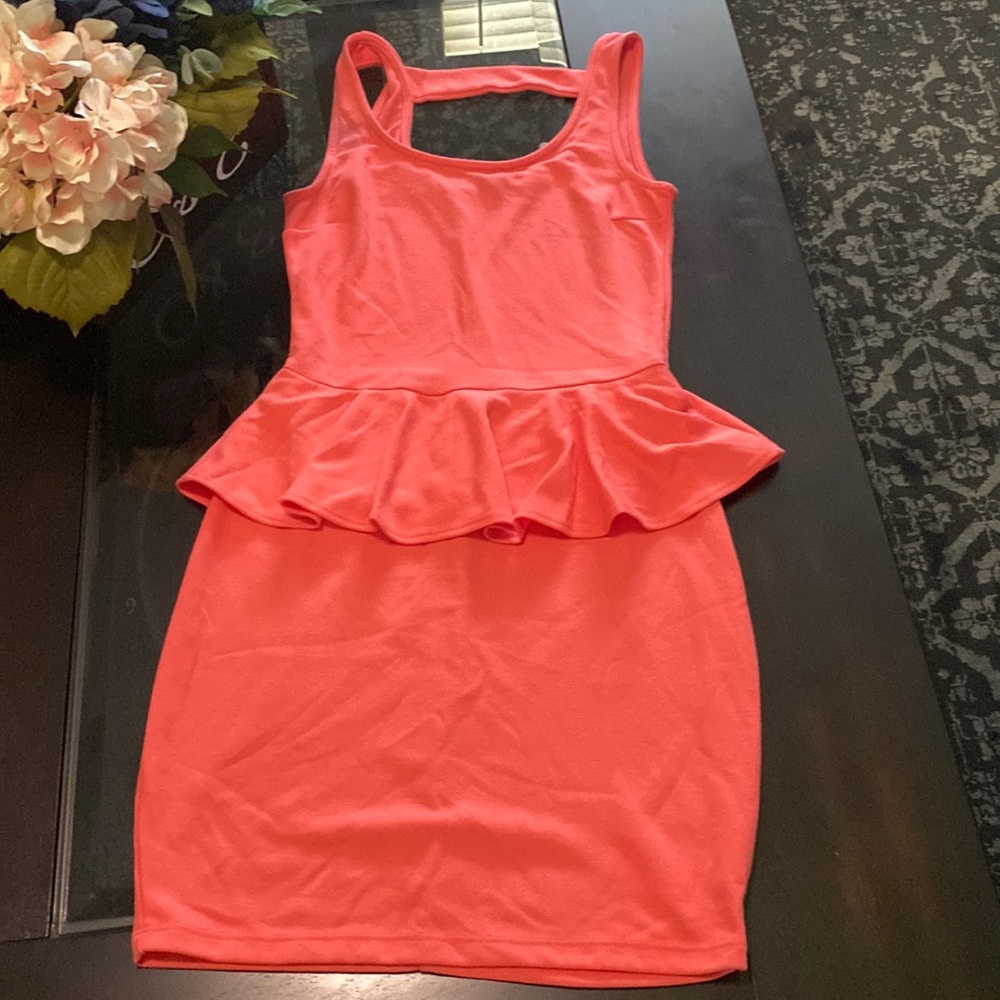 Orange peplum dress size small wore once!!